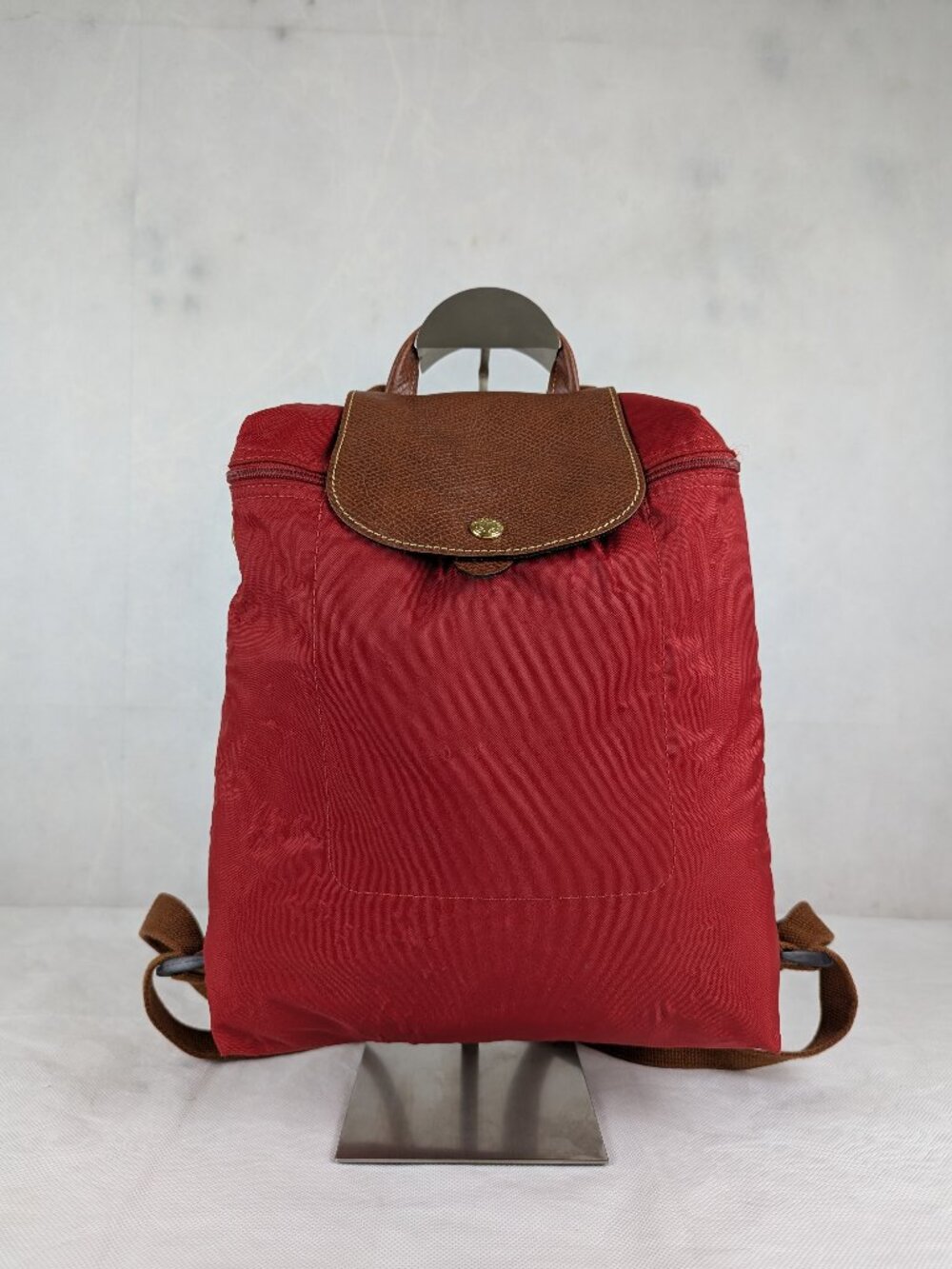 Longchamp Red Nylon Backpack bag Pre Owned Le Pliage Shoulder bag Travel Shopper